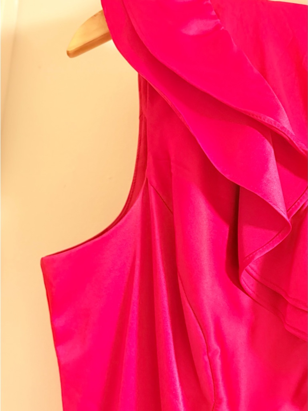 Allen B. by Allen Schwartz Hot Pink Ruffle Sheath Midi Dress - Picture 4 of 6
